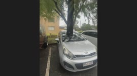 Gutter Stuck Through Windshield After Cyclone Alfred