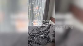 Thailand: Terrifying moment couple flees apartment barefoot as building heard cracking during quake