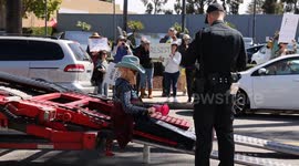 US Senior Citizens Hold Anti-Tesla Rally in Santa Barbara, CA