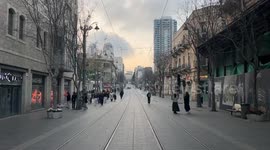 Orthodox Israeli citizens on the streets of Jerusalem during the last hours of the Shabbat