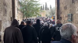 Israel: Muslim citizens on the way to the Al Aqsa Mosque, and attending the Friday Midday Pray outside the Mosque 3