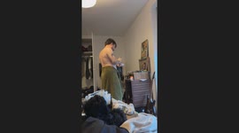 Man Pierces Spray Deodorant can
