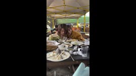 Diners cower under tents as deadly Myanmar earthquake shakes food park