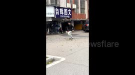 Young man pretends to whip up the wind 'The Last Airbender' style