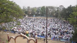 Indian Muslim  offer Namaz on the occasion of ‘Eid-ul-Fitr’ festival at Machkhowa Eid Field in Guwahati,Assam,India