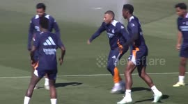 Kylian Mbappe's eventful 'rondos' in Real Madrid training - From taking a tumble with Luka Modric to pushing Jude Bellingham