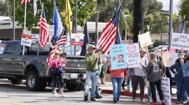 CA: Santa Barbara Tesla Protesters and Trump Supporters