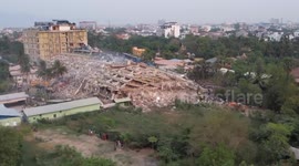 Myanmar (Burma): Aerial footage shows scale of damage around collapsed Sky Villa apartment complex