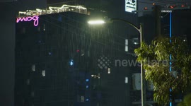 US, Los Angeles: Downtown Los Angeles Rain