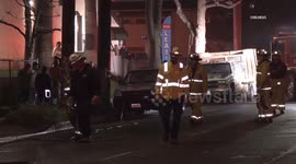 US, Los Angeles: North Hollywood Vehicle Vs Parked Car Power Pole Sheared