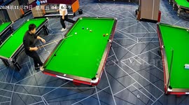 Pool player pots ball with epic fluke shot