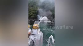 Tourists flee burning speedboat on Thai island Phuket