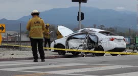 US, Los Angeles: Pacoima LAFD Involved Traffic Collision
