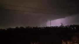 Lightning Highlights Large Missouri Tornado