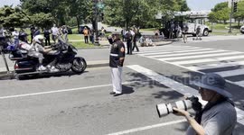 Saluting Marine Tim Chambers honors fallen soldiers at the Rolling to Remember event in Washington, DC.