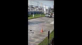 Out-of-control truck crashes through wall outside electricity board