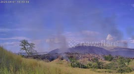 Grassfire erupts on Taal Volcano island in the Philippines