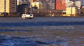 Dire Weather Condition With Strong Wind Off North Greenwich After A Child Disappeared While Paddling In The River Thames