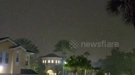US: Constant rain and electrical discharges during rain, seen in Hunters Creek, Florida