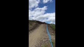 Mountain bike rider flips over his handlebars in handlebar fail