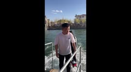Tourist takes tumble trying to ride a water jetpack
