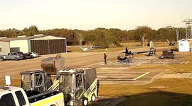 Helicopter spins out-of-control and crashes into parked plane in Texas