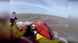 RNLI rescue kite surfer stranded in rough swells in England
