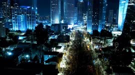 Israel: DRONE - Thousands rally in Tel Aviv to demand return of Israelis from Gaza (2)