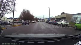 Car brazenly runs red light as driver approaches his green light to proceed