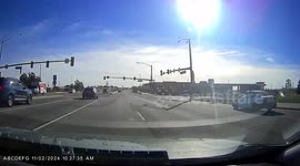 Near Car Crash Because Car Take Wide Right Turn At Traffic Light