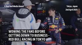 Wowing the fans before getting down to business - Red Bull Racing burn rubber in Tokyo ahead of the Japanese Grand Prix
