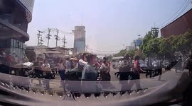 Dashcam captures moment dodgy skyscraper collapses during earthquake