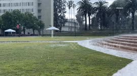 US, Los Angeles: Northridge Rain Pounds CSUN Campus