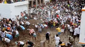 Villagers fight each other with Cow dung during this epic ritual in India