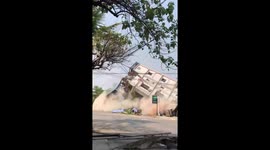 Apartment block topples over during Myanmar earthquake