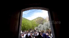 Iraq: Ezidis extract olive oil at Duhok's sacred Lalish Temple for religious rituals