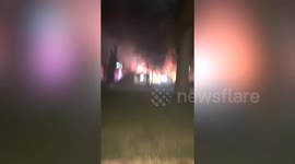 Explosion as house goes up in flames following blaze in garage