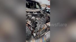 Land Rover burst into flames on country road terrifying family