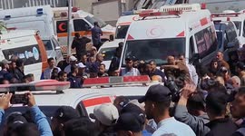 Funeral held for 8 Palestinian medics killed during Israeli strike