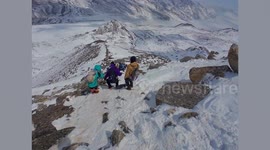 Rock tumbles down mountain narrowly missing hikers in China
