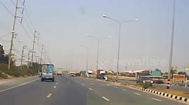 Truck's wheel falls off sending it spinning out of control