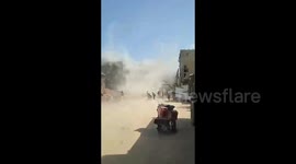 An Israeli airstrike hits the Al-Sekka Street in Gaza City