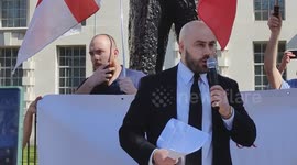 Speakers Nick Tenconi UKIP Leader rally against 'two-tier' policing demonstration in London, England