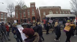 Pro-Democracy Protestors Marching and Chanting in Salem, Massachusetts