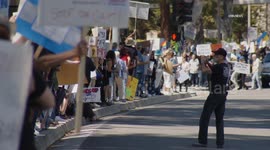 US, Los Angeles: Santa Clarita Hands Off Protest Against Trump Administration With Sound On Tape