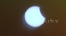 Partial solar eclipse seen over St Petersburg, Russia