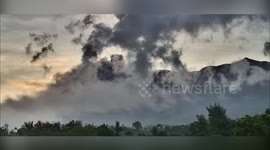 Ash spews from Kanlaon Volcano summit in the Philippines