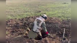 Russian bomb disposal troops destroy unexploded WWII ammunition