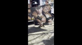 A Donald Trump and Elon Musk protest