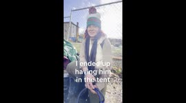 A homeless woman gave birth in a tent
